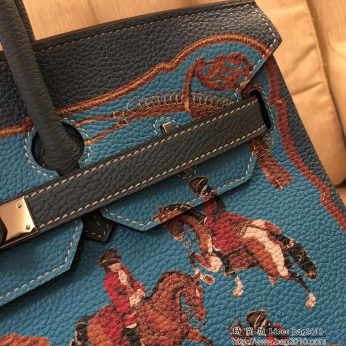 HERMES愛馬仕 Birkin鉑金包 頂級蕾絲拼接皮 Togo彩繪 完美手工 時尚手提包  Ama1042